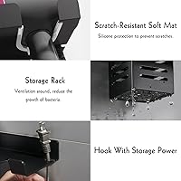 Vista 3 de LUEXBOX Soporte para secador de pelo montado en la pared, organizador de herramientas para baño, soporte para rizador, estante para secadora