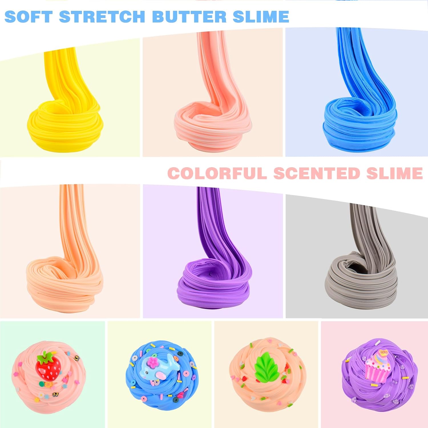Slime Kit 12 Pack, with 6 Butter Slime and 6 Crystal Slime for Party Favors, Christmas Slime Putty Soft and Non-Sticky, Birthday Gift Carnival Prizes, Stress Relief Toy for Kids Education