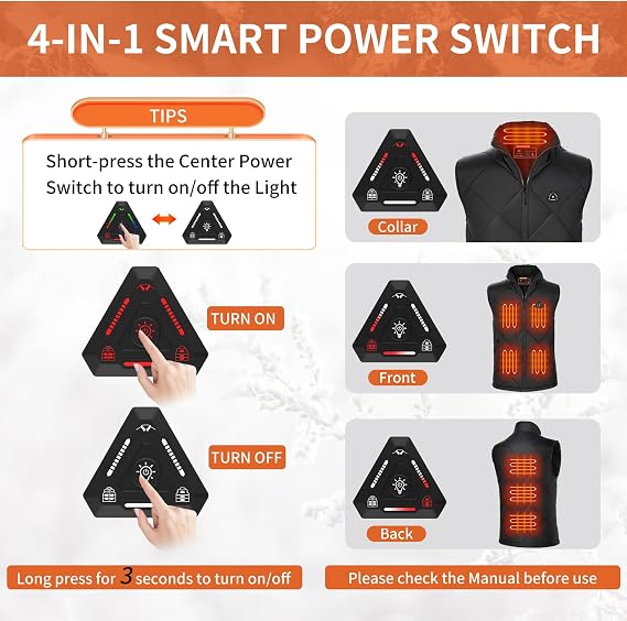 Heated Vest for Men Lightweight Quilted Heating Jacket Smart Electric Heated Vest for Winter Outdoor Warming