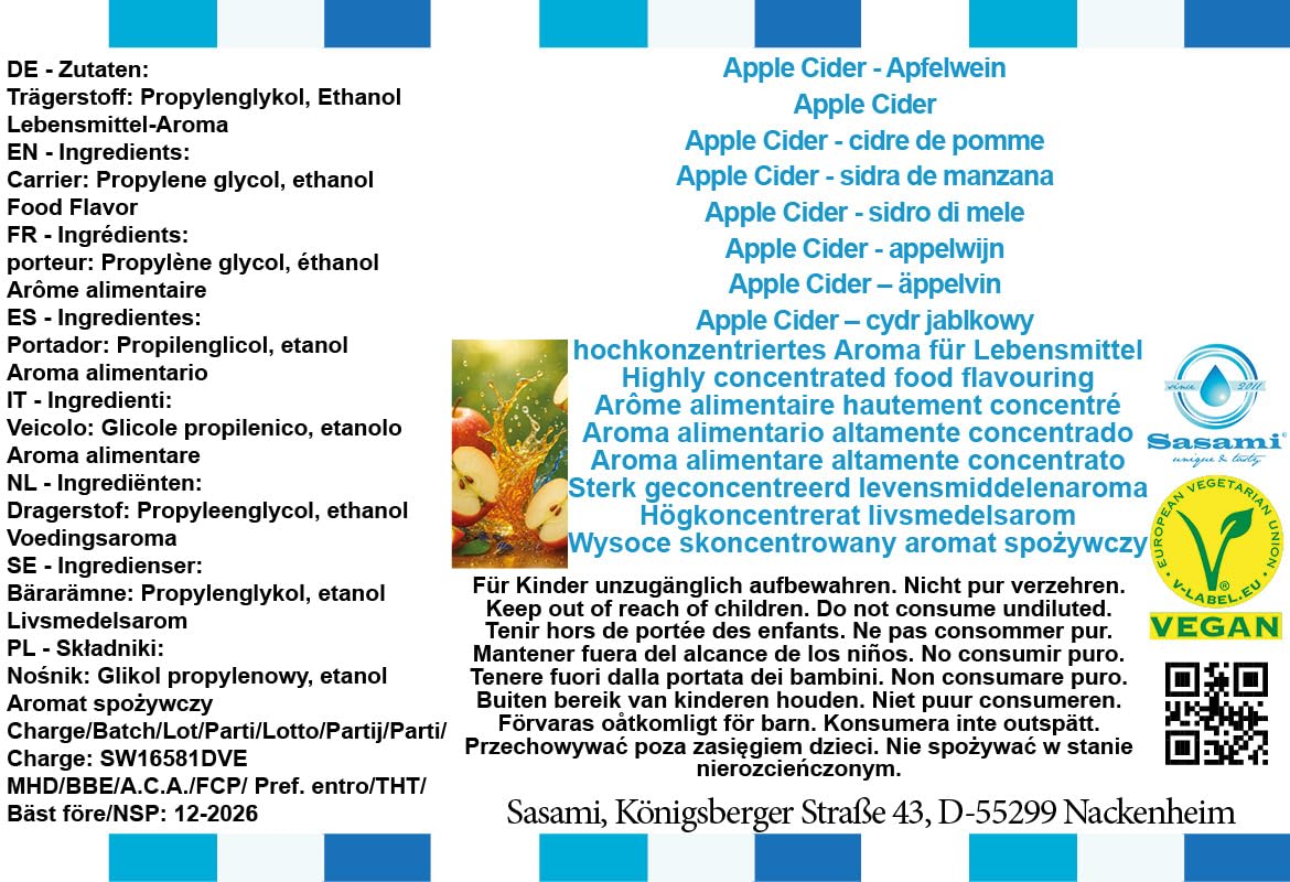 Apple Cider – cydr jabłkowy aromat koncentrat – Wegański – Sasami – 100ml