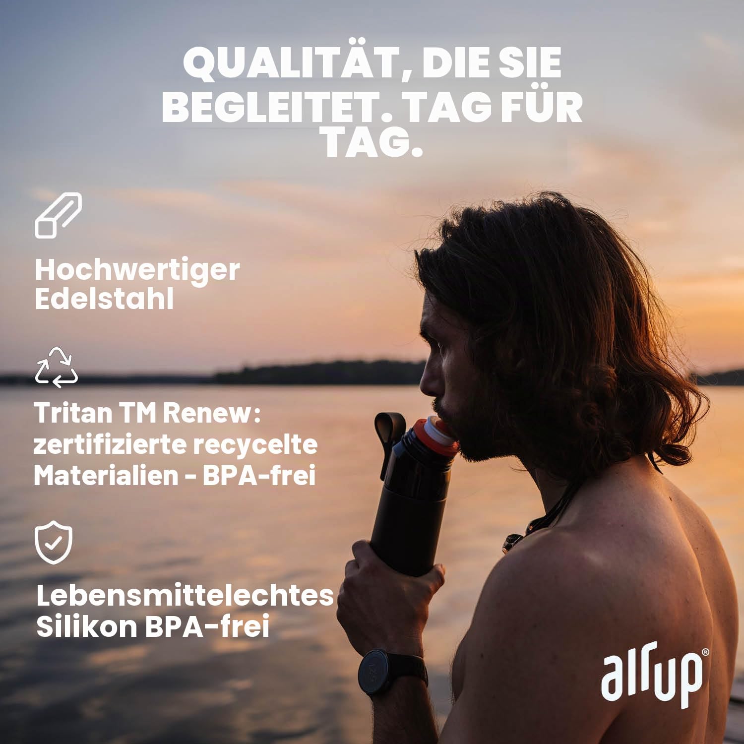 Air up® Wasserflasche (473ml) Black Steel + 3 Cola-Kapseln | Zuckerfreie Geschmackskapseln & Wasserflaschen mit Strohhalm | Aromatisierte Wasserflasche