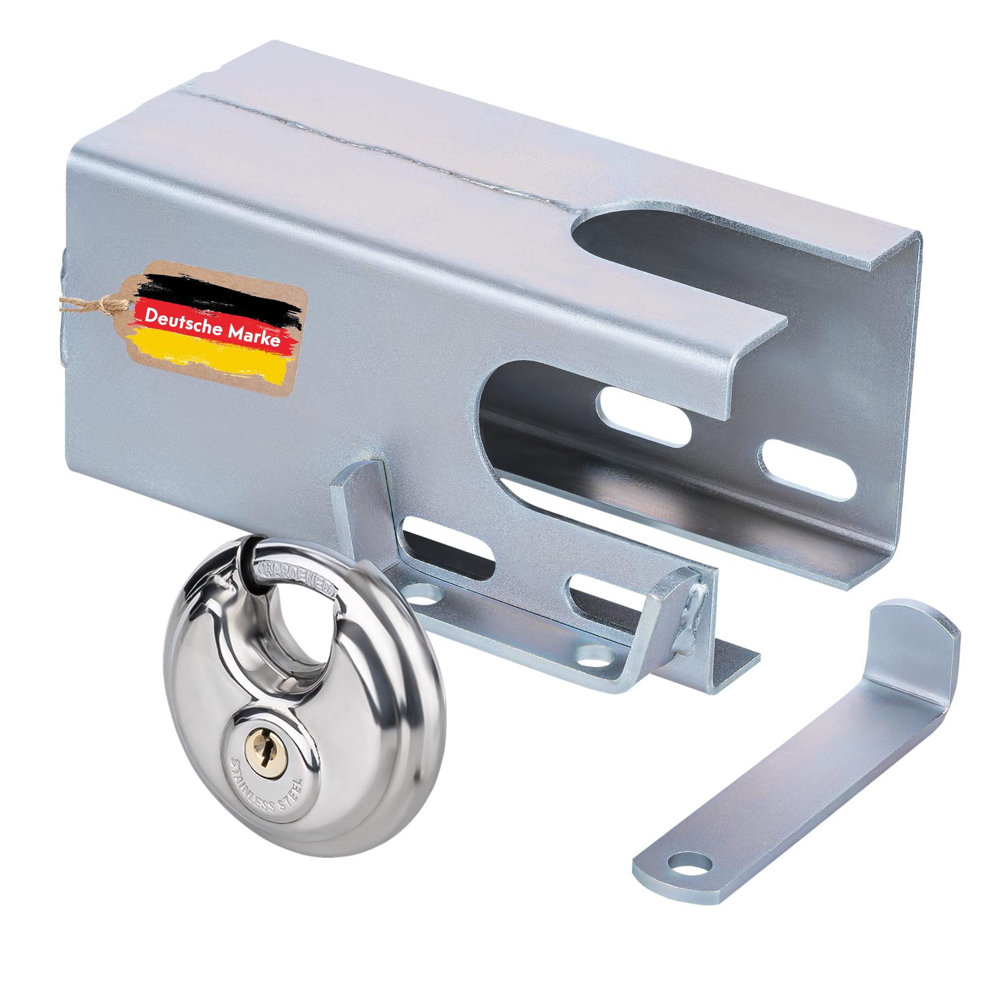 AUTOLIGHT 24 Anhängerschloss Deichselschloss mit Rundschloss & Schlüssel | Diebstahlschutz für Anhänger & Wohnwagen | verzinkt, wetterfest & rostfrei | Kastenschloss Universal für Anhängerkupplung