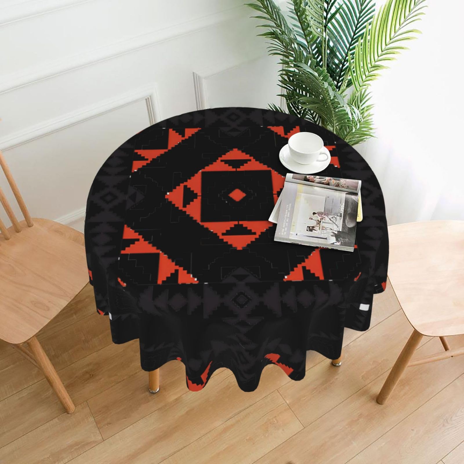 YYHHAOFA Decorative art Prints 60in Round Decorative Tablecloth – High-Grade Polyester Throw Cover for Dining, Parties, and Outdoor Events