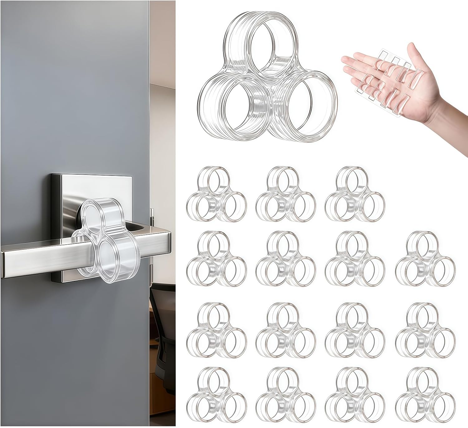 16 Paracolpi Trasparenti in Silicone per Maniglie Porte