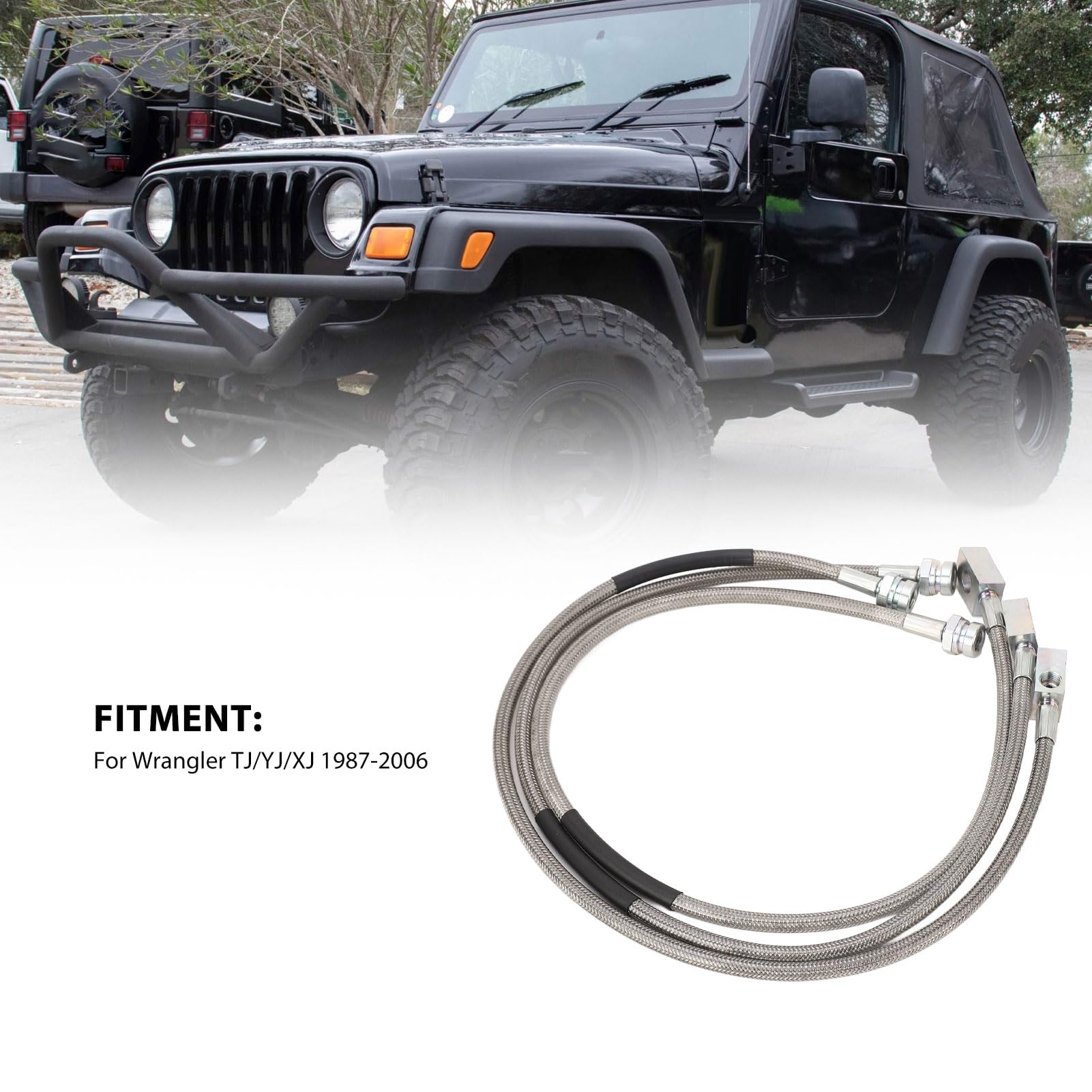 Keenso Tubi Freno 89715 Tubo Flessibile Freno in Acciaio Inossidabile Anteriore Posteriore Adatto per TJ YJ XJ Dal 1987 Al 2006 Design Esteso Facile Installazione per la Guida Fuoristrada