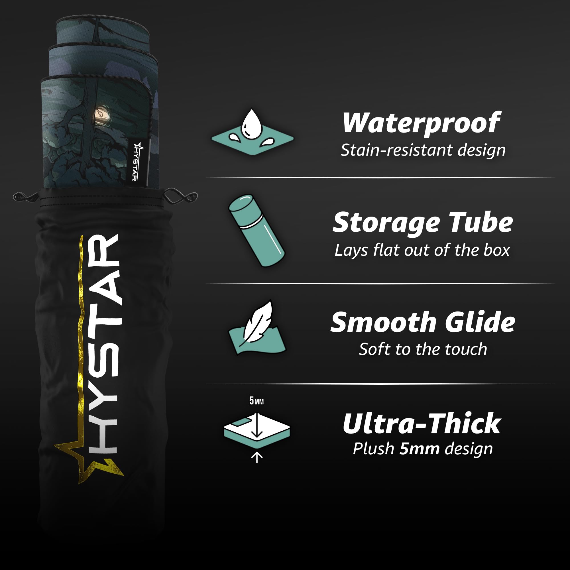 Hystar Terraria erweitertes Gaming-Mauspad, 5 mm dick, wasserdichte Oberfläche, glattes Polyestergewebe und Unterseite aus Naturkautschuk (91,4 x 40,6 cm)