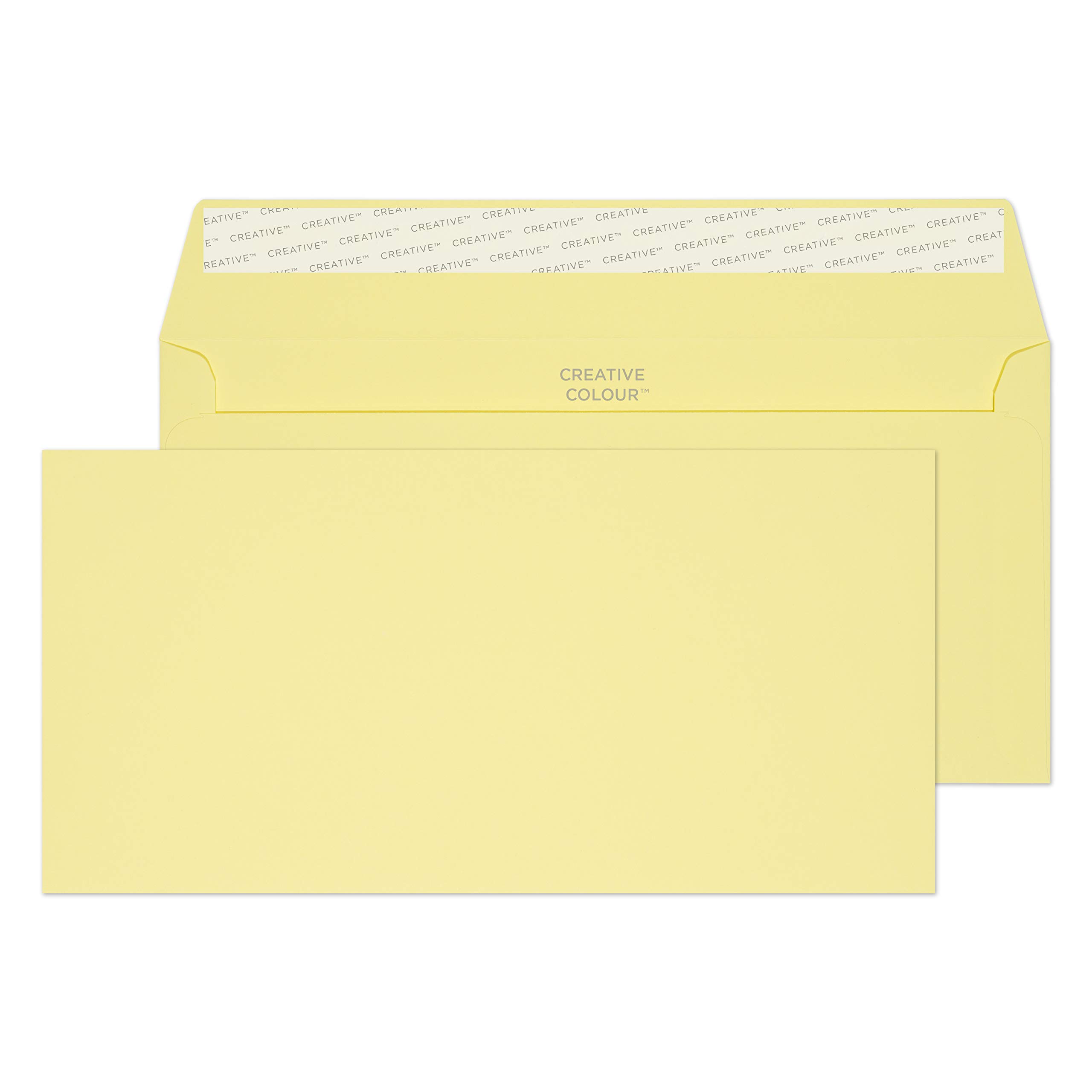 Blake Creative Colour DL+ 114 x 229 mm 120 gsm Peel & Seal Wallet Envelopes (216) Lemon Yellow - Pack of 500