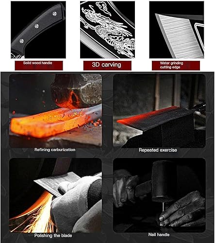 Miniatura 6 de fencyatt Cuchillo de dragón hecho a mano, cuchillo de asesinato de dragón hecho a mano, cuchillo de dragón negro de 8.2 pulgadas, versión japonesa