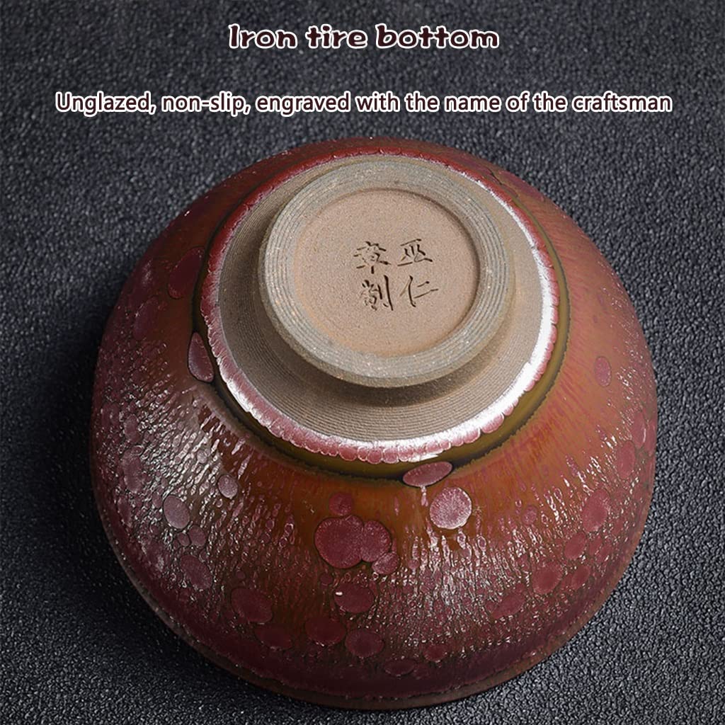 Taza De Té Chawan Jianzhan Elegante Patrón De Esmalte De Gota De Aceite De Oro Púrpura Tazón De Té, Artesanía Tradicional China Teacup, Regalo para Los Amantes del Té