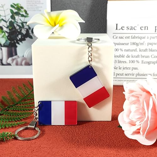 Miniatura 5 de QQSD Llavero con la bandera de Francia, llavero francés, paquete de 2, Francia