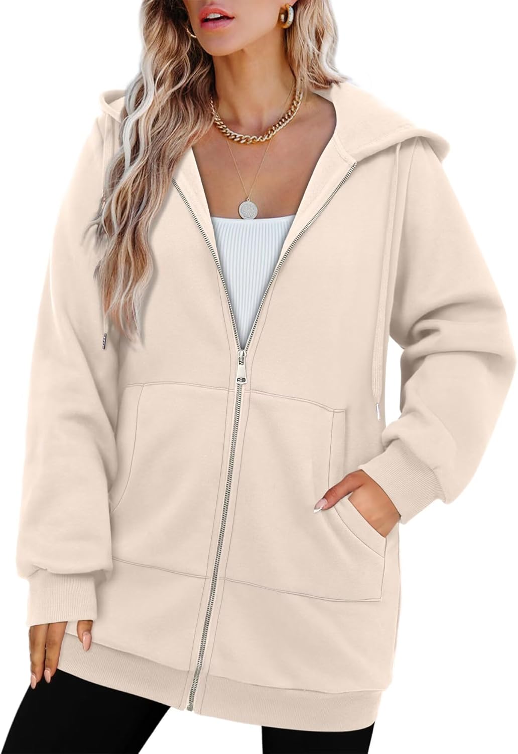 StunShow Women's Zip Up Hoodies Oversized Fleece Long Sleeve Sweatshirts Casual Fall Jacket Coat with Pocket(S-3XL) - Image 4