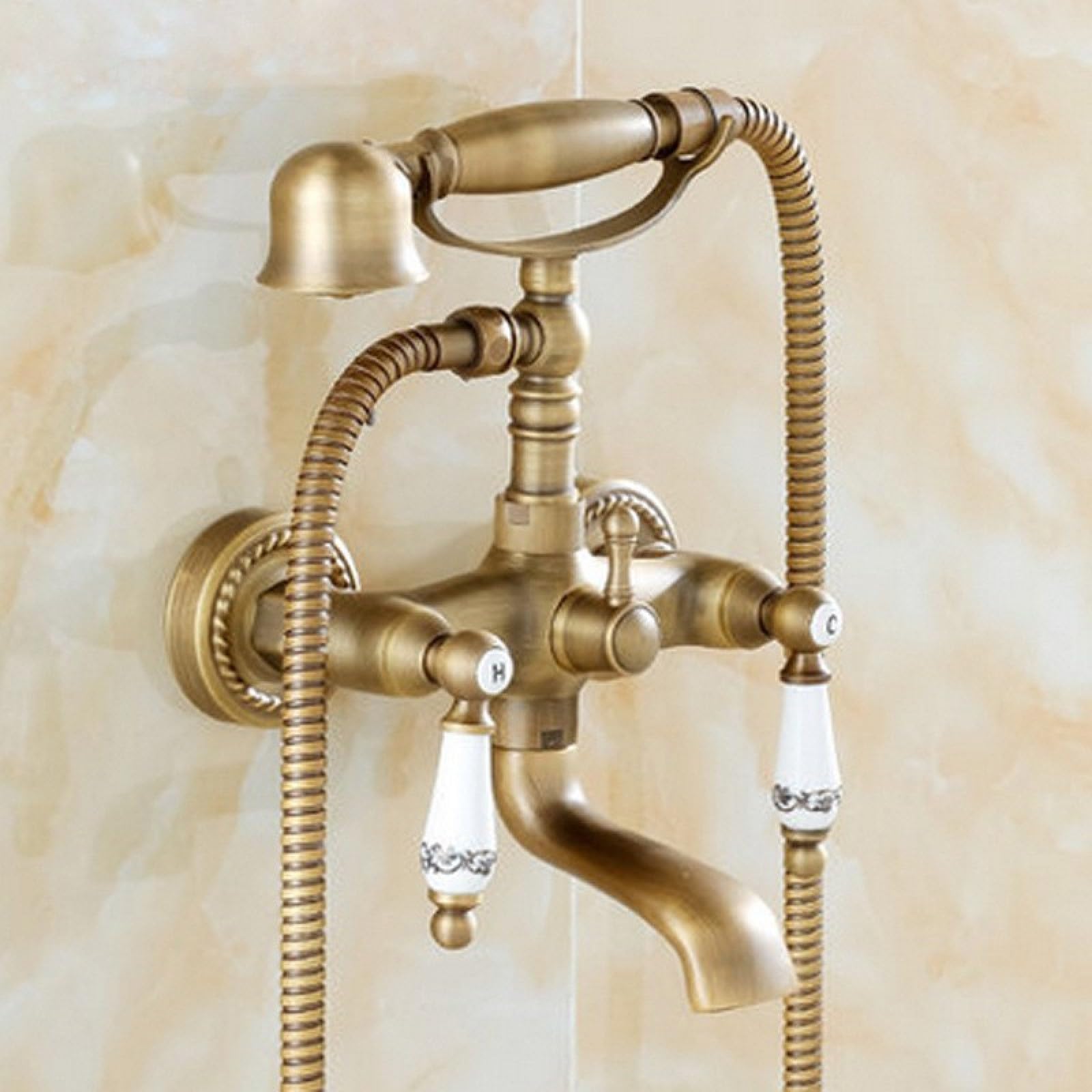 Fanjubei Ceramic Telephones Simple Handheld Shower All-Copper Antique-Style Ceramic Telephone