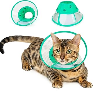 AWOOF Cat Cone Collar, Adjustable 6.5-9.4Inches Cat Elizabethan Collar for Recovery, Pet Cone Collar for After Surgery, Lightweight Plastic Elizabethan Collar for Cats, Kitten, Mini Dogs and Rabbits