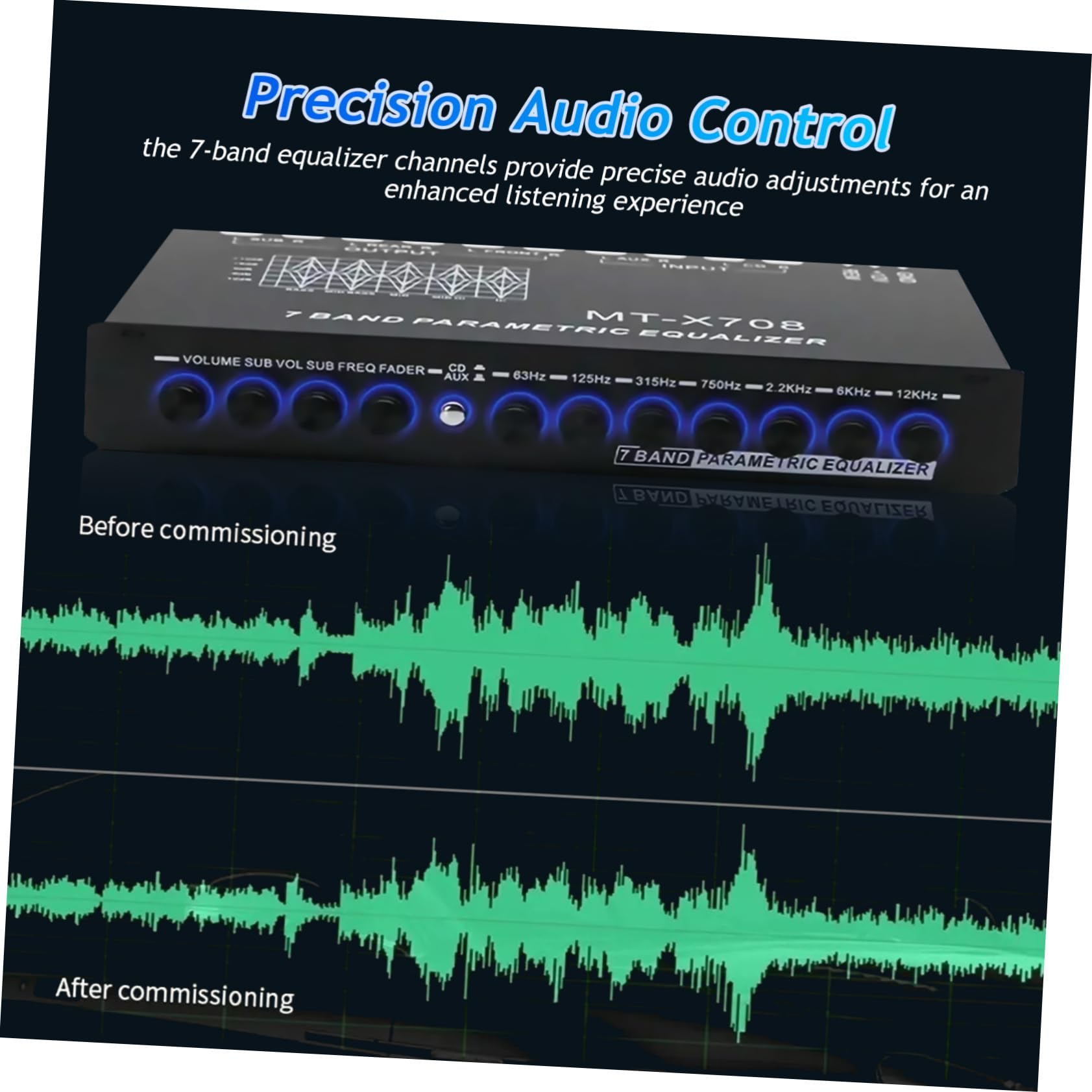 Ecualizador Digital Bandas Coche Ecualizador Audio Automóvil Amplificador Ajustable Para Coche