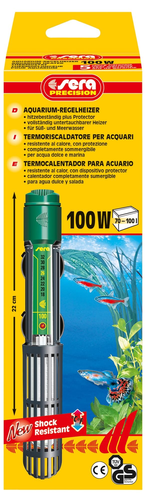 sera termoriscaldatore per acquari 100w | termoriscaldatori disponibili in diverse potenze | per l'ottimale temperatura dell'acqua nell'acquario