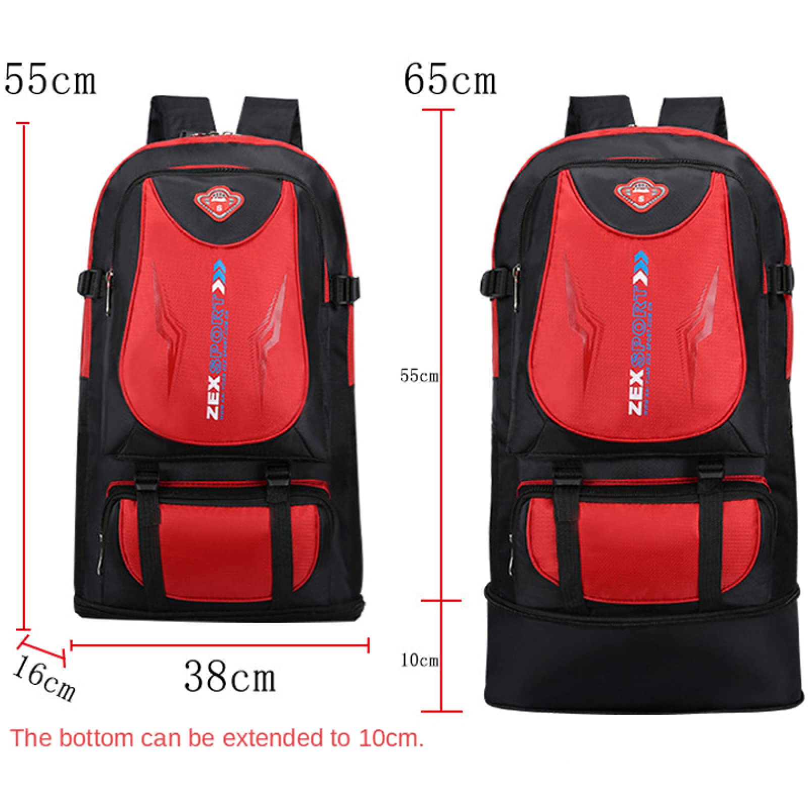 65L espandibile per il tempo libero all'aperto, alpinismo, viaggio, sport, zaino, borsa da scuola, campeggio, alpinismo