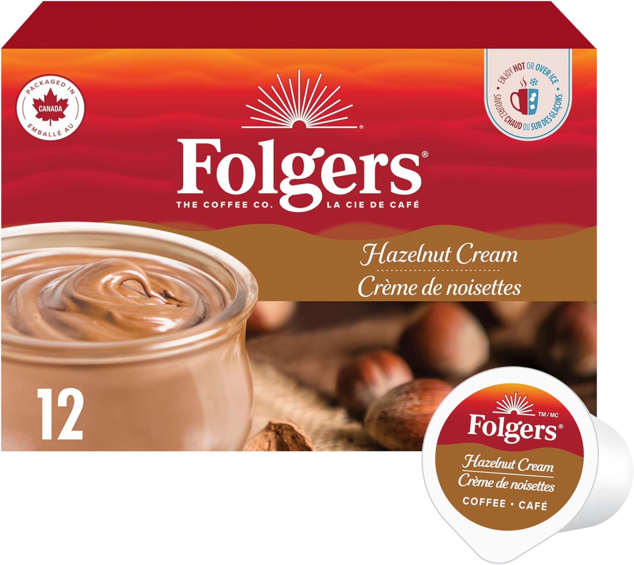 Folgers Hazelnut Cream K-Cup Coffee Pods 12 Count