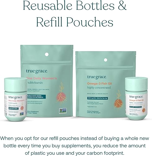 Miniatura 6 de True Grace One Daily Multivitamínico para mujer (30 tabletas vegetarianas) y aceite de pescado Omega-3 (60 cápsulas blandas), sin gluten, sin soja,