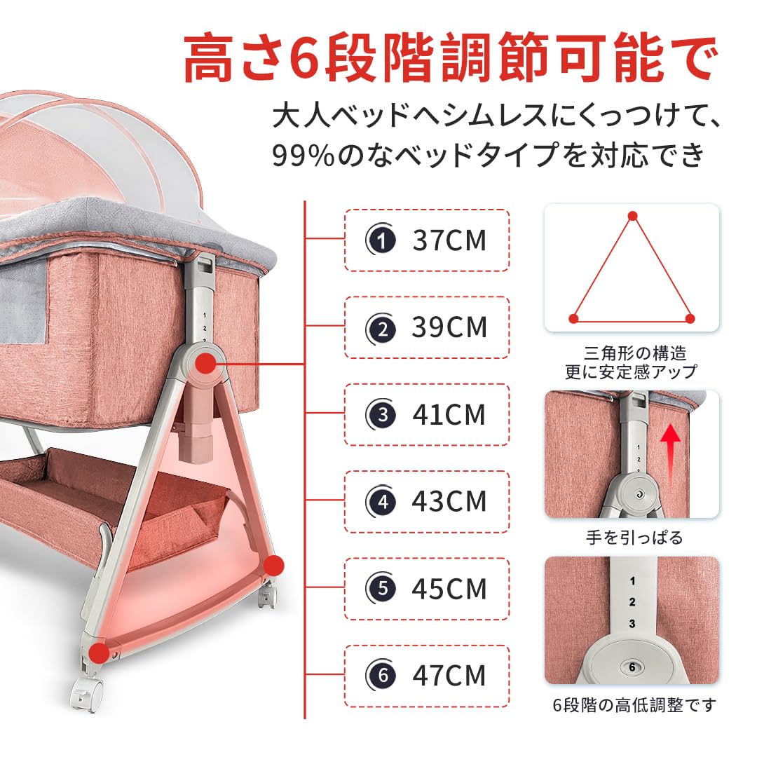 Amazon.co.jp: Kino Linpo ベビーベッド 添い寝 新生児ベッド 乳児用