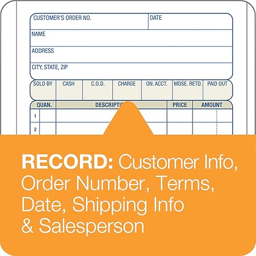 Miniatura 6 de Adams Libro de pedidos de ventas, 2 partes, sin carbono, blancocanario, 4-316 x 7-316 pulgadas, 50 juegos por libro (DC4705) (paquete de 2)