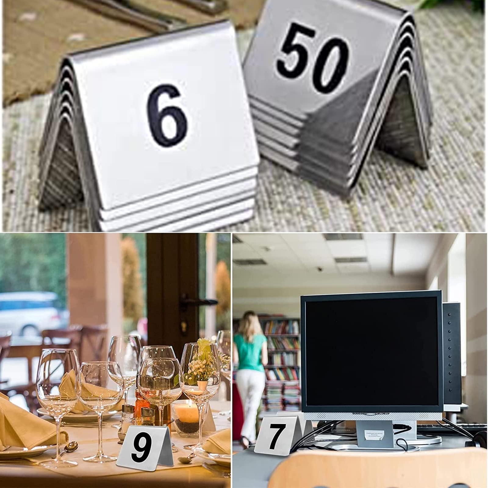 Señalización Digital, Letrero de número Mesa, Tarjetas números apilables, se Puede Utilizar ampliamente en restaurantes, Bares, Fiestas, Bodas(1 to 100)