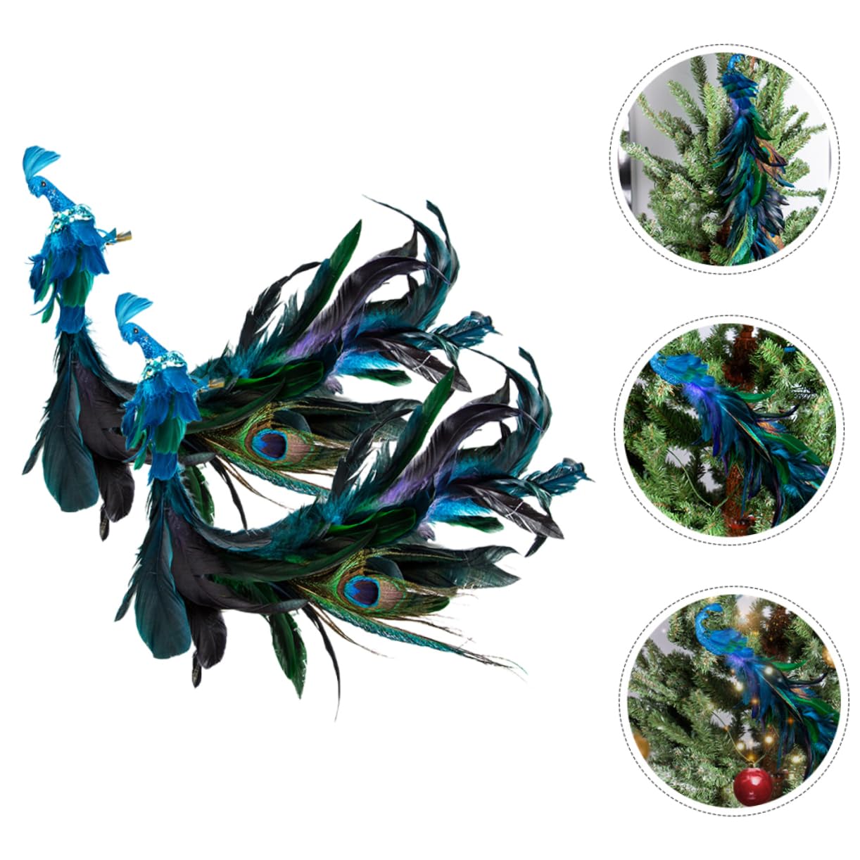 2 Stücke Pfauen-Vogel Clip Simulation Vogel Ornament Für Weihnachtsbaum Dekoration Glitzer Weihnachtsdeko Clip Für Girlanden Kranz