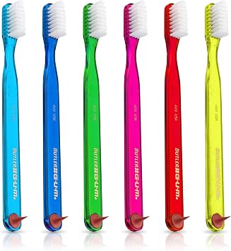 GUM Classic Toothbrush for Adults, Soft Bristles, Compact Head, Includes Rubber Tip Dental Pick, 1 Count (Pack of 12)