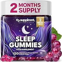 Supplmnt. Sleep Gummies for Adults | 2-Month Supply Sugar Free, Vegan – with Natural 5HTP Griffonia Seed & Valerian Root Extract, Magnesium, L-Theanine, Glycine | Grape Flavour Sleep Supplement, 120ct
