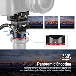 NEEWER Tilt de tête de tube de trépied avec plaque de libération rapide de type Arca et poignée, tête de panorama métallique avec base à échelle (⌀37mm) pour caméra vidéo compacte DSLR Caméra, Chargez jusqu'à 6.6lb, GM24 (Rouge)