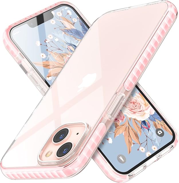 MATEPROX Clear Case Compatible with iPhone 13 Cases Ultra Slim Crystal Transparent Protective Cover Anti-Yellow Shockproof Bumper Cases for iPhone 13 6.1'' 2021-Pink