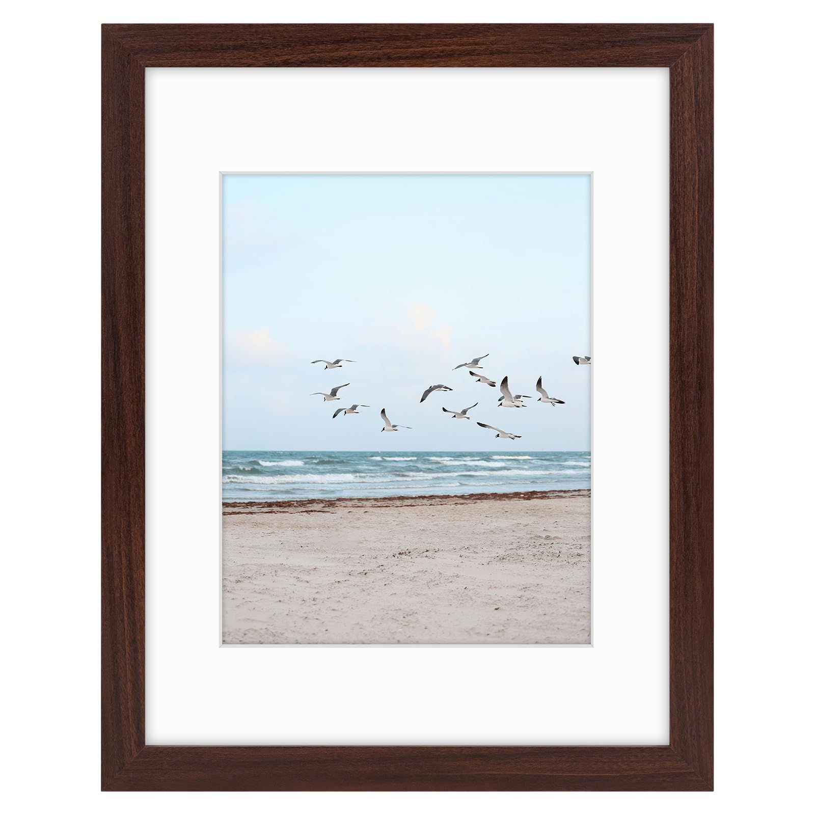 Frametory, 11x14 Frames Display 8x10 Picture with Mat or 11x14 Photo Without Mat, Shatter-Resistant Glass, Pre-Installed Wall Mounting Hardware -