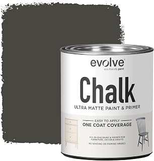 EVOLVE Chalk Paint for Furniture, (Iron Ore), 1-Pack Quart – No Sand or Primer Needed, UltraMatte Finish, Smooth Coverage, Low VOC, Easy to Distress for DIY Projects