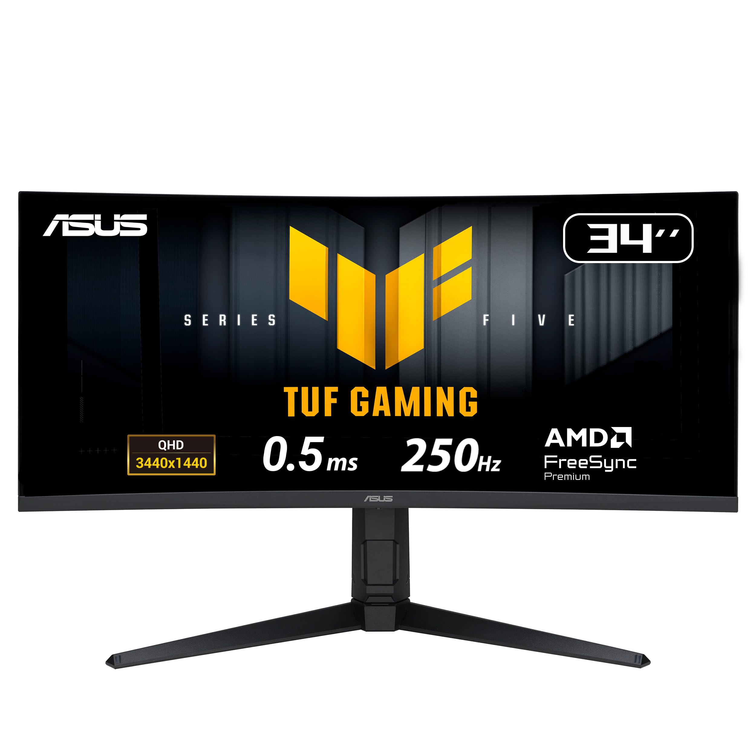 ASUS TUF Gaming VG34WQML5A - Monitor con Panel Fast VA WQHD de 34 Pulgadas, diseño Curvo, 250 Hz, 0,5 ms, AMD FreeSync Premium, ELMB, VESA DisplayHDR 400, 95% DCI-P3, DisplayWidget Center, Gaming AI
