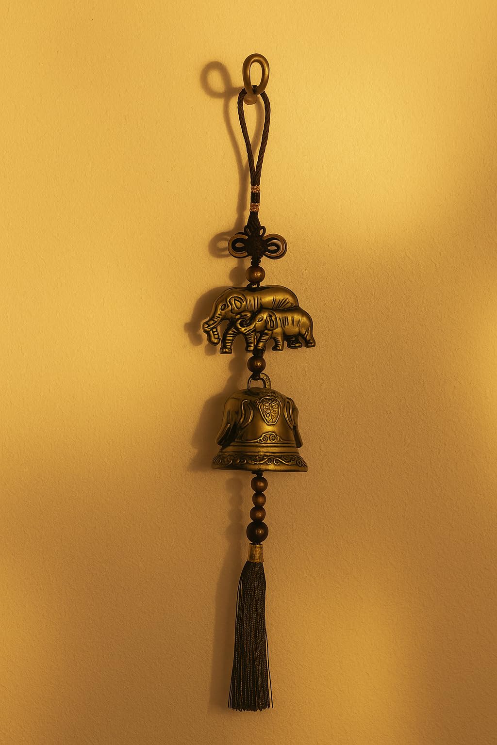 Blue Aura Elephant Trunk Bell Mystic Knot| Hanging Decor Wind Chime Vintage Bell | Wind Chime Wealth Luck-image-2