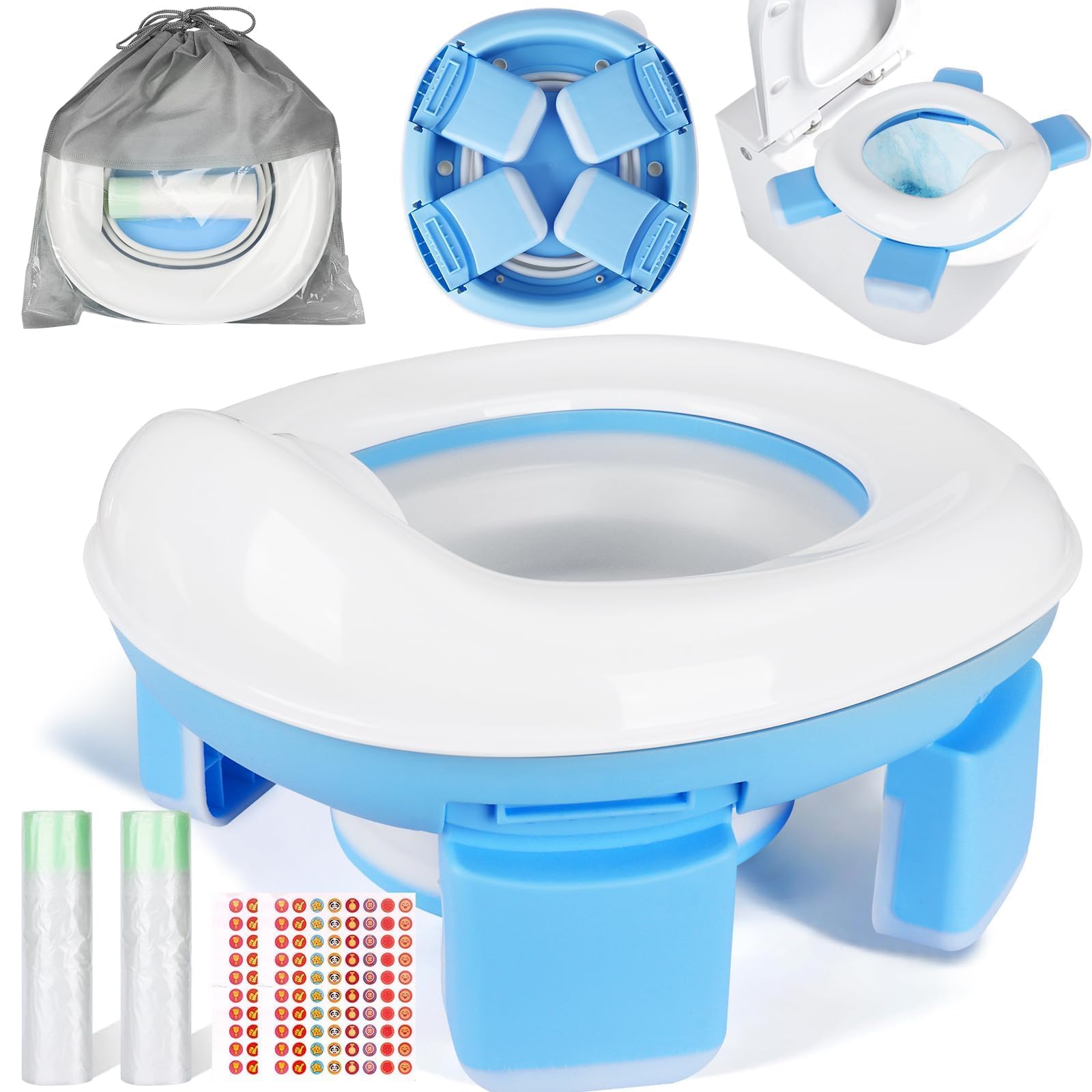 Siège de toilette pliable 3 en 1, pot de voyage antidérapant
