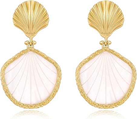 LILIE&WHITE Gold Shell Fish Earrings For Women Chic Summer Beach Seashell Fashion Jewelry
