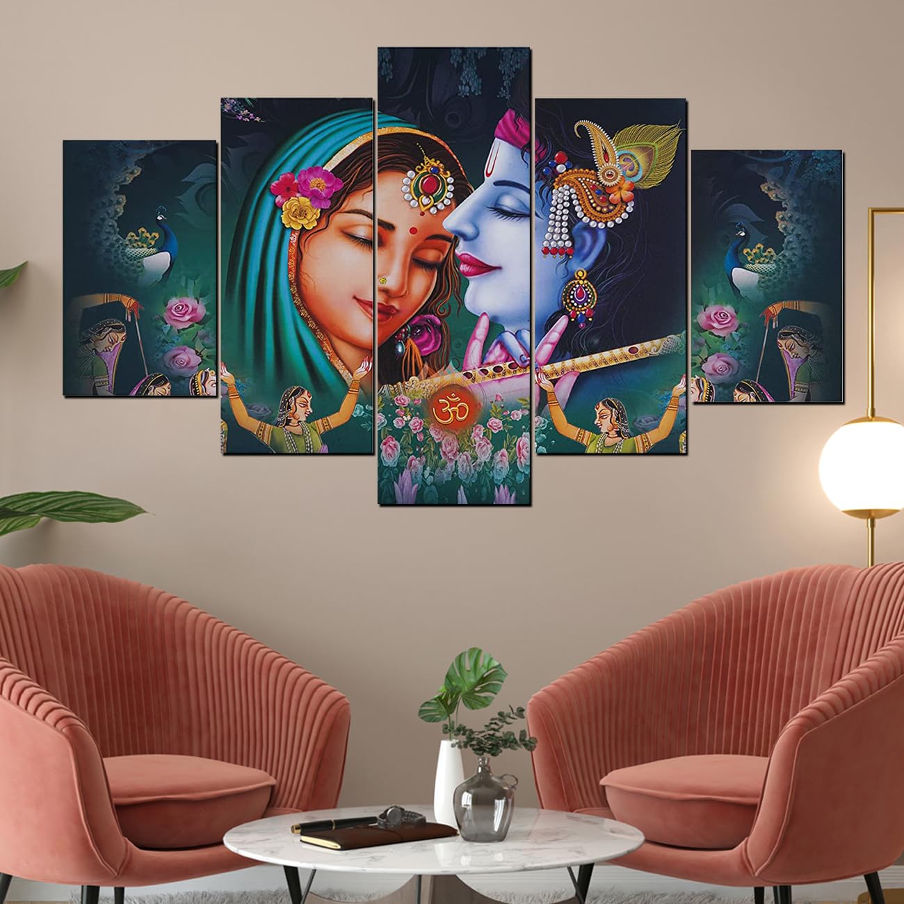 perpetual Wood Radha Krishna 3D Scenery Wall Painting Set of 5 | Painting For Wall Decoration | Large Framed Wall Decor for Living Room, Office (75 x 43 cm) K4D - Wood (B0CPYGV36D) Amazon Price History, Amazon Price Tracker