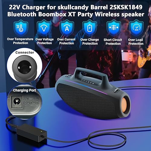 Miniatura 3 de Cargador de fuente de alimentación de 22 V para Skullcandy Barrel Bluetooth Boombox Altavoz 2SKSK1849 2SKSK1849B0L2 2SKSK1849I0L2 Bluetooth Boombox