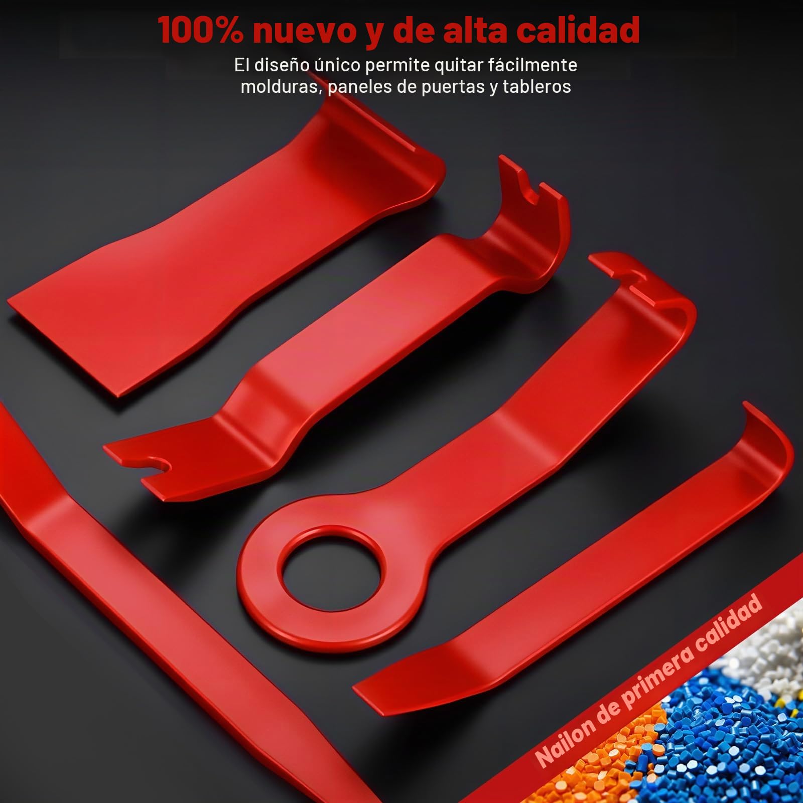 KAOLALI 330 Piezas Herramientas Kit Desmontar Coche,Nailon Reforzado,Rojo | Coche Interior Herramientas de Eliminación, para Desmontar el Audio del Coche y Quitar la Tapicería del Vehículo