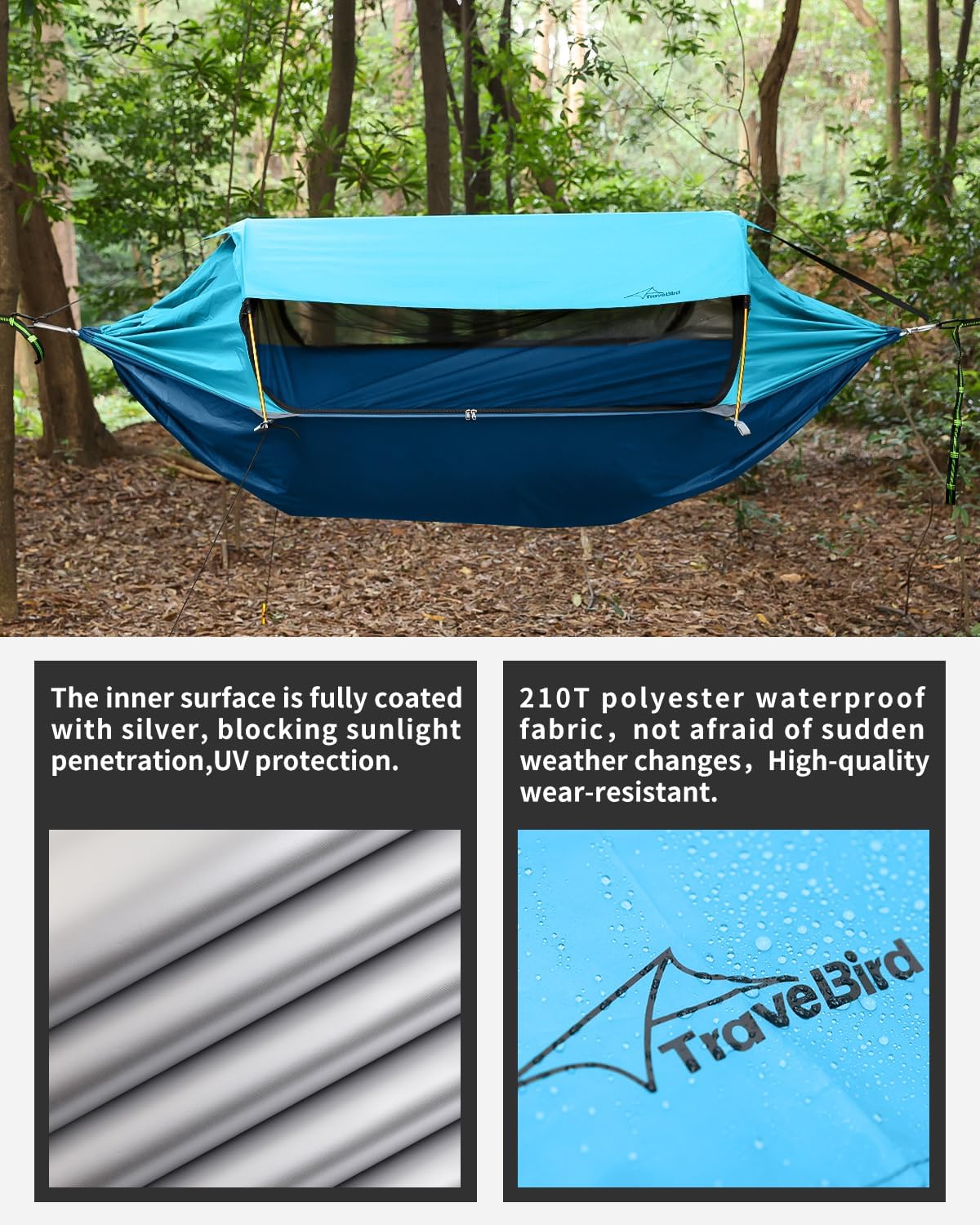 Travel Bird Camping Hngemattenzelt mit Moskitonetz und Abnehmbarem  Sonnenschutz, 270x140CM, 4-in-1-Funktion, Ultraleicht Hngematte Outdoor,  Biwak Bodenzelt fr Drauen, Wandern und Reisen : Amazon.de: Garten