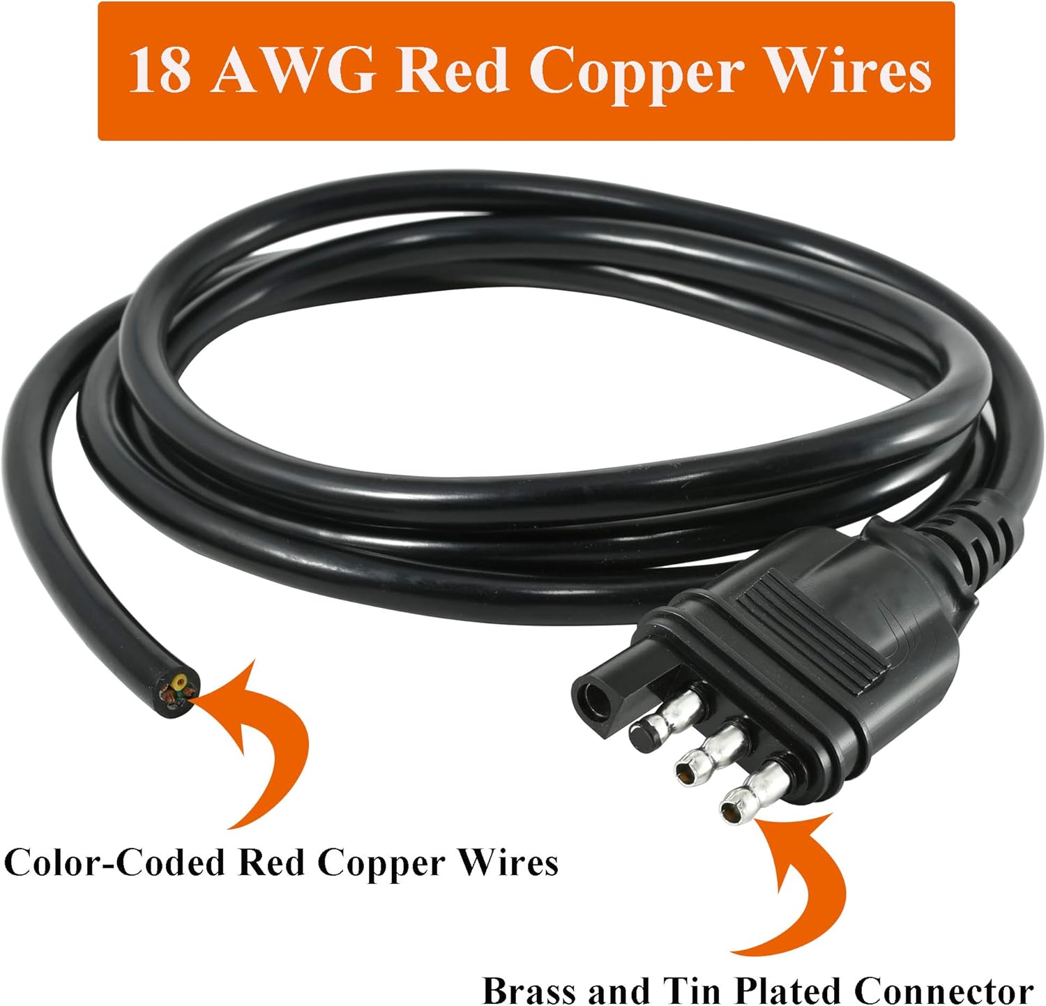 4 Way Flat Trailer Wiring Jacketed Cable 5 Feet + 7 Way RV to 4 Way Flat Coiled Trailer Adapter 5 Feet