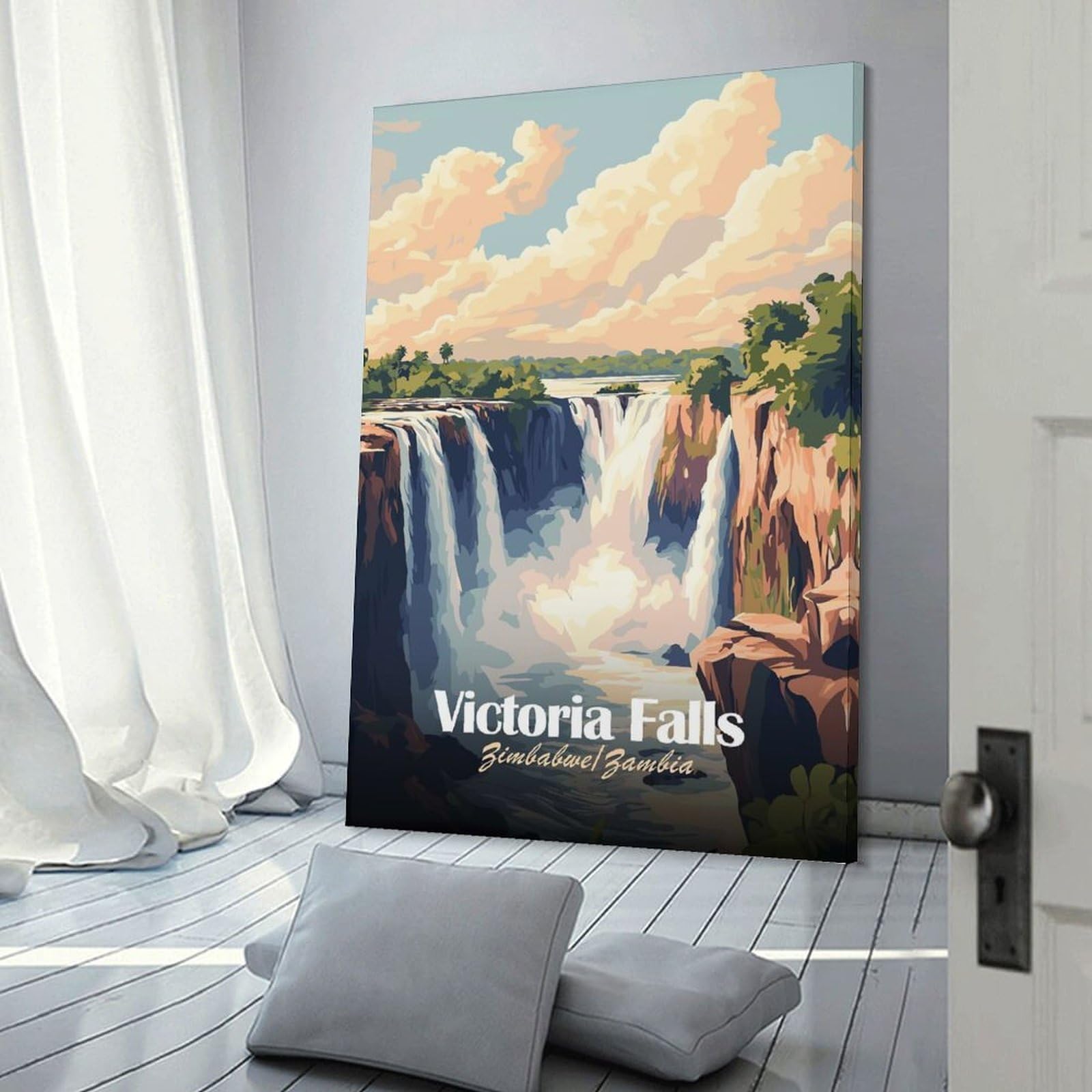 Junmoney Canvas Wall Art Victoria Falls, 24x36inch(60x90cm), for Living Room, Lounge Or Sitting Room, Canvas Styling for A Polished Room Look