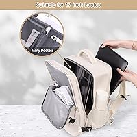 Vista 6 de Mochila de viaje Sinaliy para hombres y mujeres, Beige, Grande, Viajes