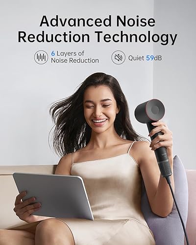 Miniatura 4 de Laifen Secador de pelo SE, secador de pelo iónico negativo de 200 millones con motor sin escobillas de 105,000 rpm, 1400 W, potente secado rápido,