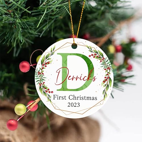 Vista 90 de Adornos de Navidad, adorno de árbol de Navidad de camión rojo, adorno de Navidad personalizado de camión rojo, adorno de Navidad de Feliz Navidad