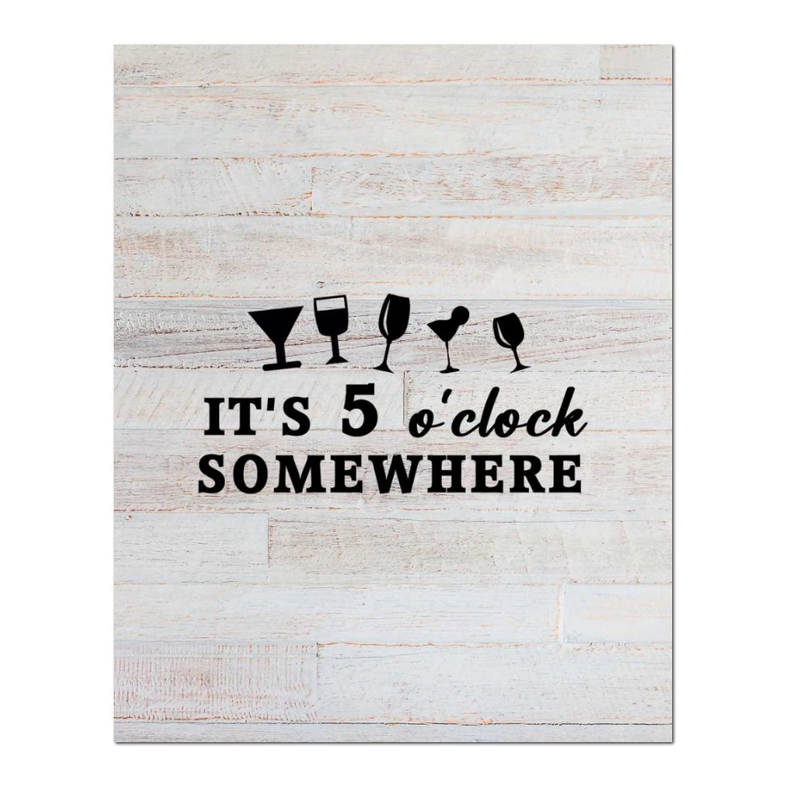 Décoration murale « It's 5 O'clock Somewhere » 40x50 cm en bois