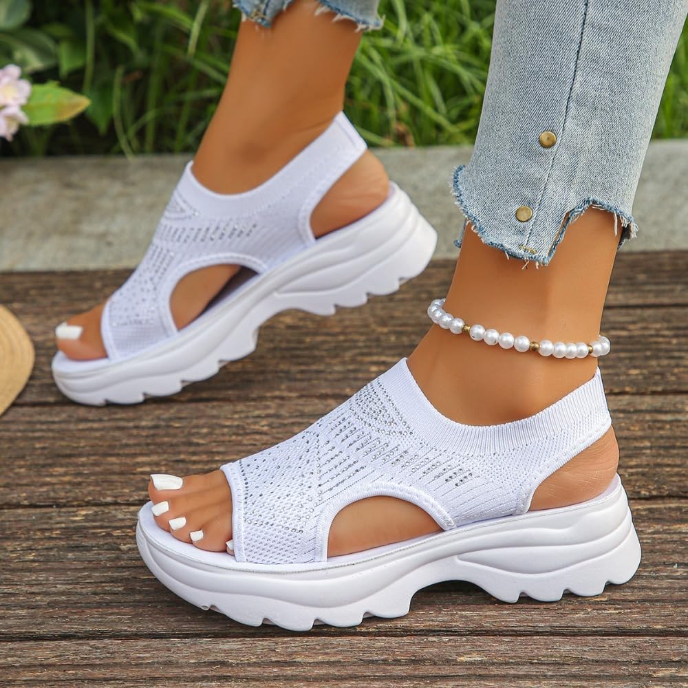 Sandalias ortopédicas para mujer, zapatos de playa para mujer, White, 40 EU