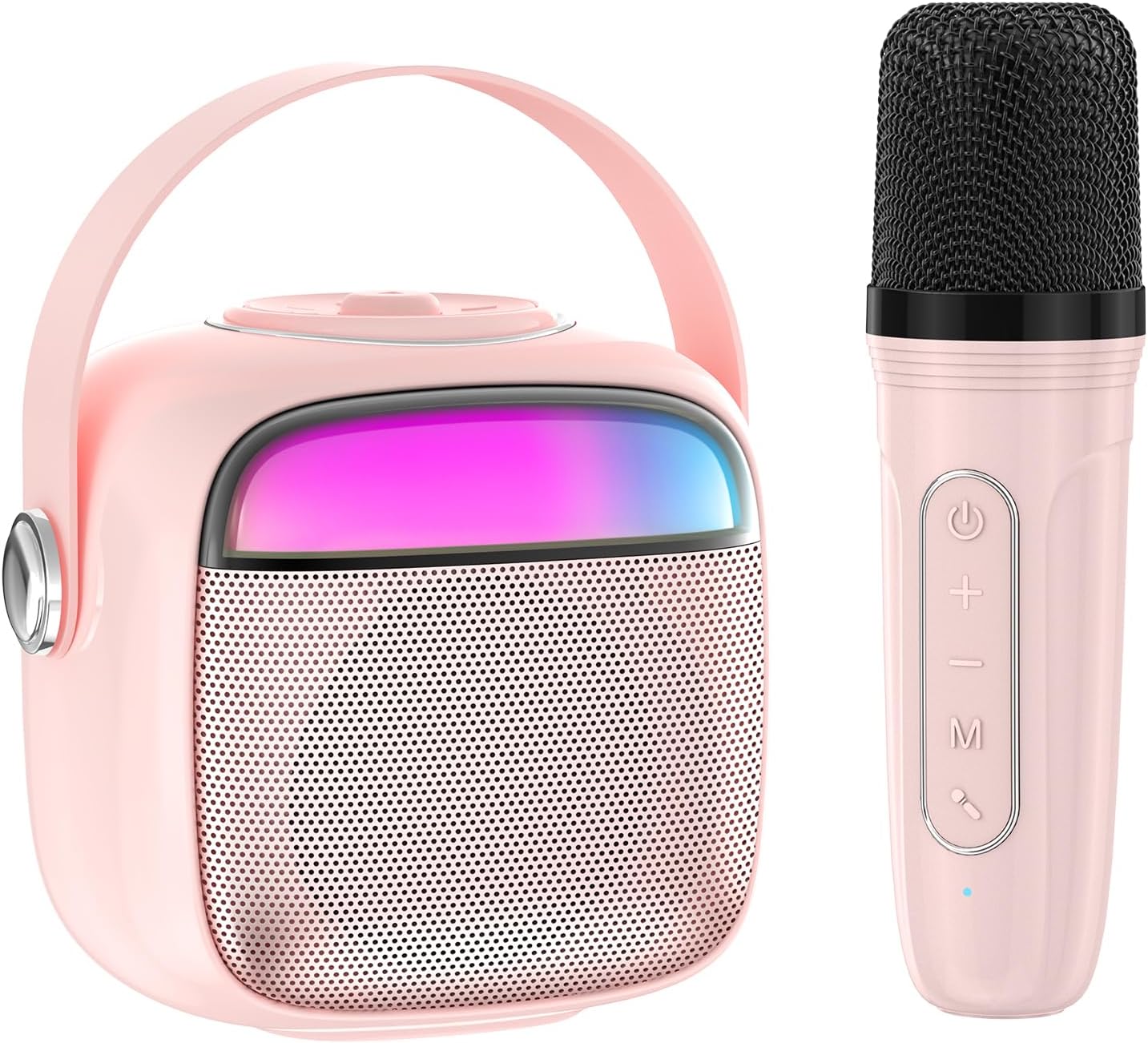 Mini Karaoke Machine Bluetooth Speaker Microphones with LED Lights for Kids Adults Party Home KTV Singing