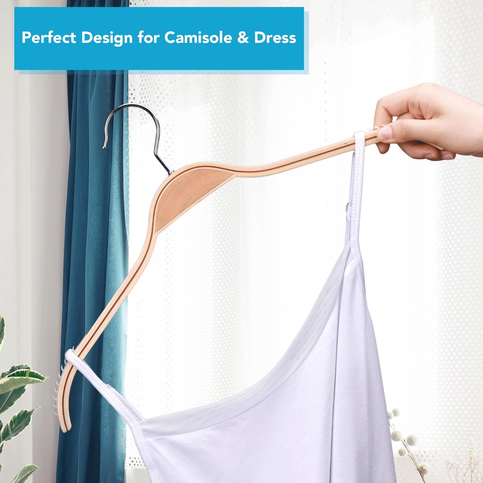 Confezione da 20 grucce in legno leggere e antiscivolo, resistenti e sottili con strisce morbide, adatte per gilet, giacche, abiti, maglioni e giacche da abito, risparmiando spazio e pratiche (40 cm)