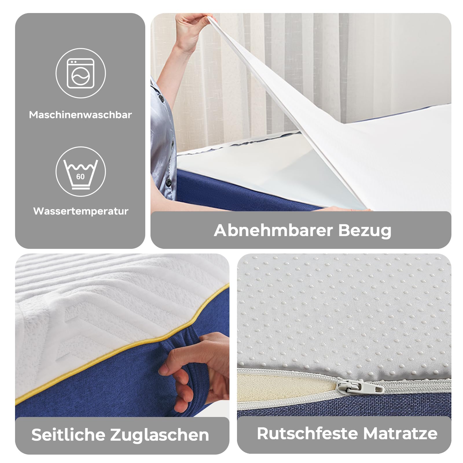 Schaum Matratze 90x200 cm Orthopädische 7-Zonen Kaltschaummatratze, Härtegrad 3 (H3), Öko-Tex Zertifiziert, Höhe 18 cm, 3-in-1 Ergonomische Rollmatratze | Öko-Tex 3-in-1 Ergonomische Kaltschaummatratze Hypoallergen Antibakteriell Bezug Abnehmbar Waschbar